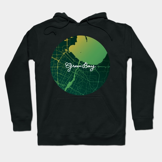 Green Bay City Map Hoodie by polliadesign